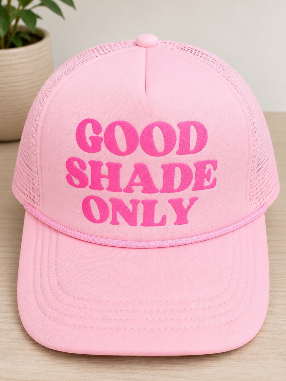 Good Shade Only Light Pink Retro Adjustable Snapback Trucker Hat NWOT